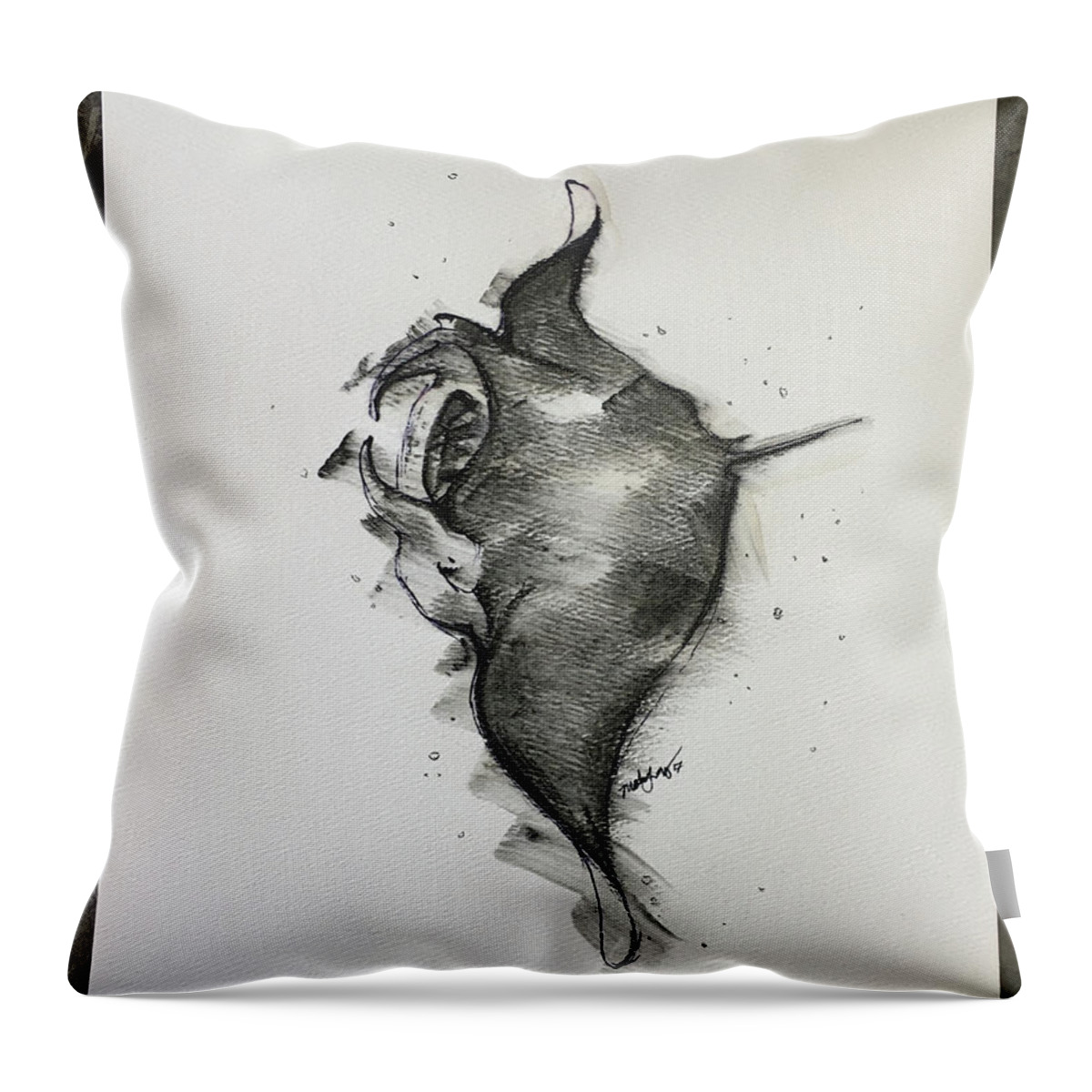 Charcoal Manta Ray Throw Pillow