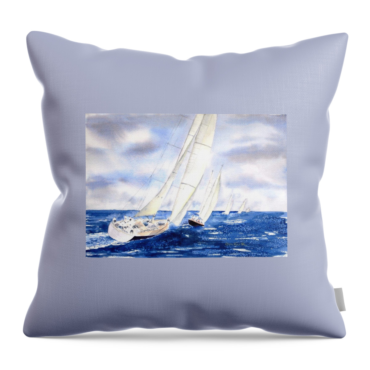 Sailing Throw Pillow featuring the painting Chasing the Fleet by Diane Kirk
