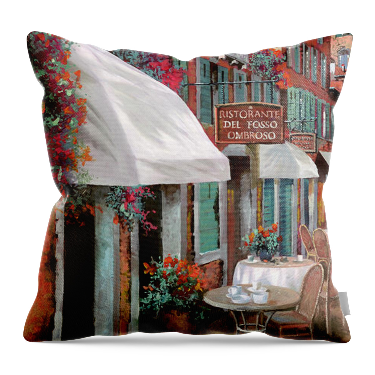 Table Throw Pillow featuring the painting Che Tavolo Vuoi by Guido Borelli