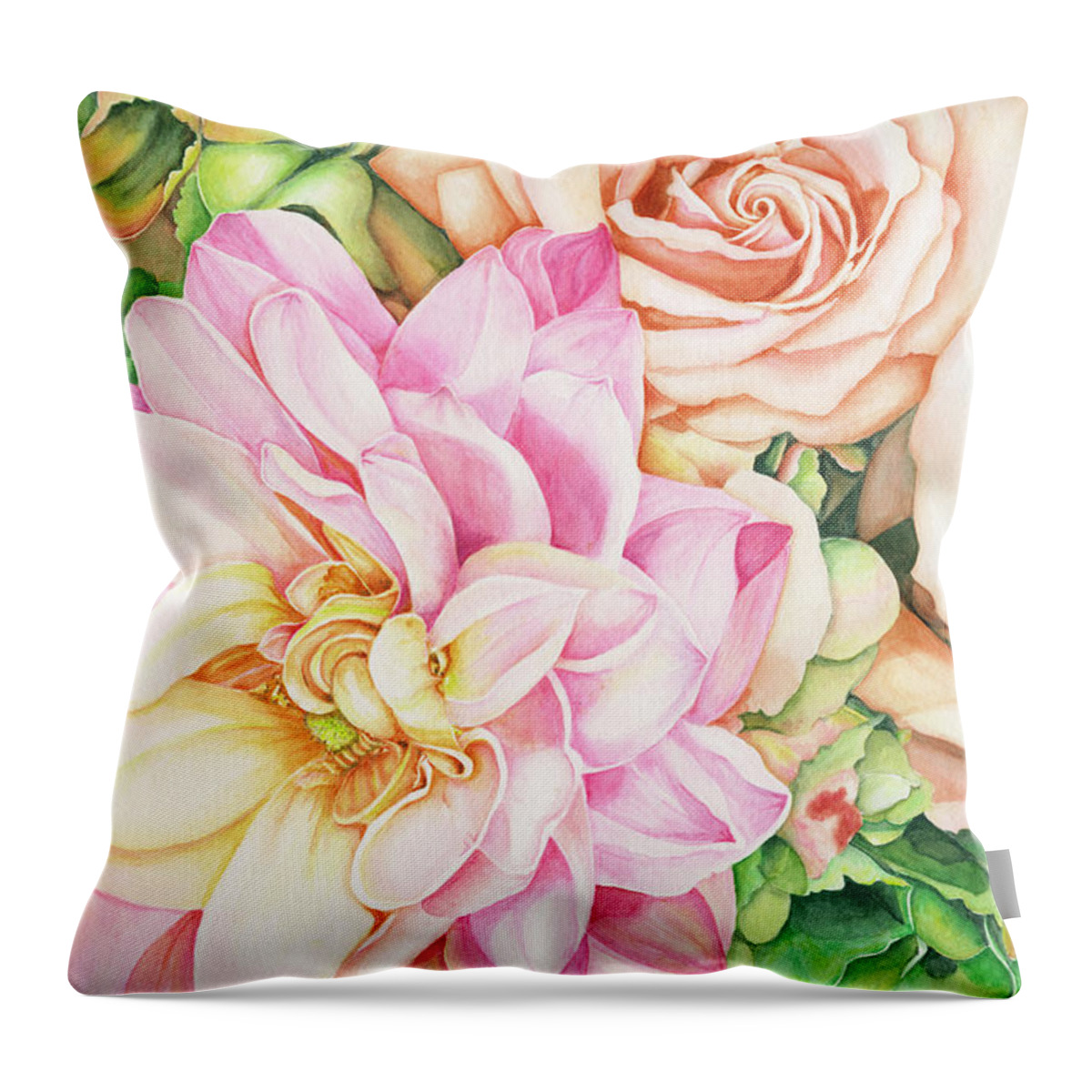 Rose Throw Pillow featuring the painting Chelsea's Bouquet by Lori Taylor