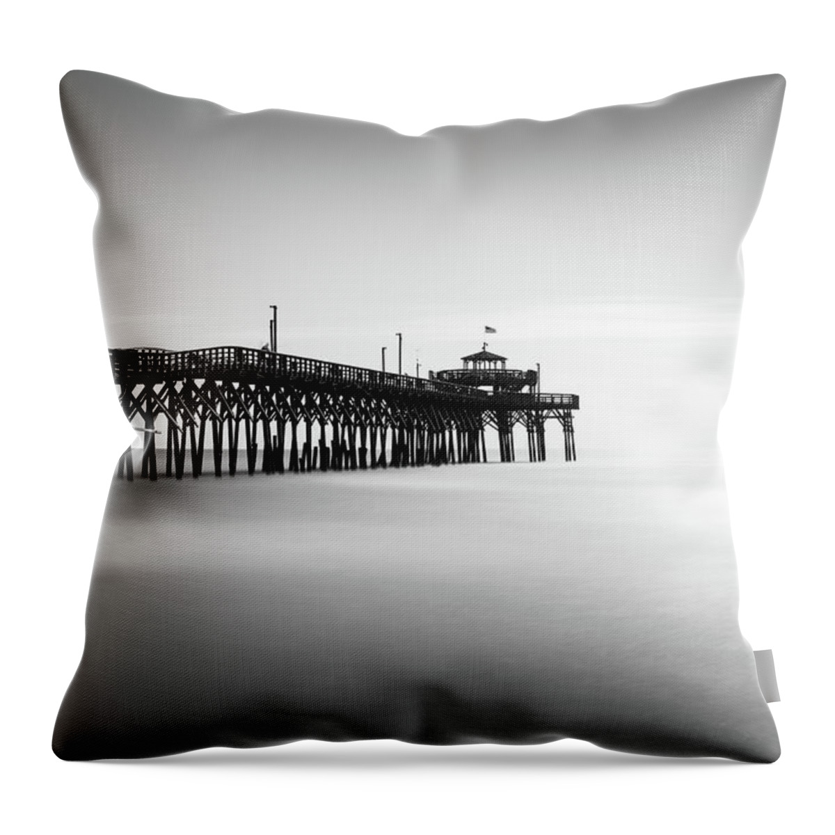 Cherry Grove Throw Pillow featuring the photograph Cherry Grove Fishing Pier by Ivo Kerssemakers