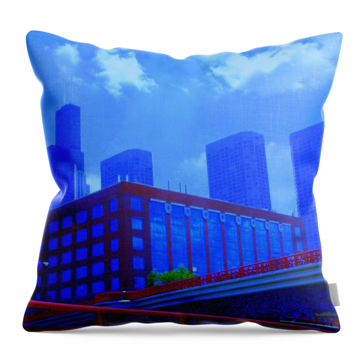 Cityscape Throw Pillow featuring the photograph Chicago the city of blues by Julie Lueders 