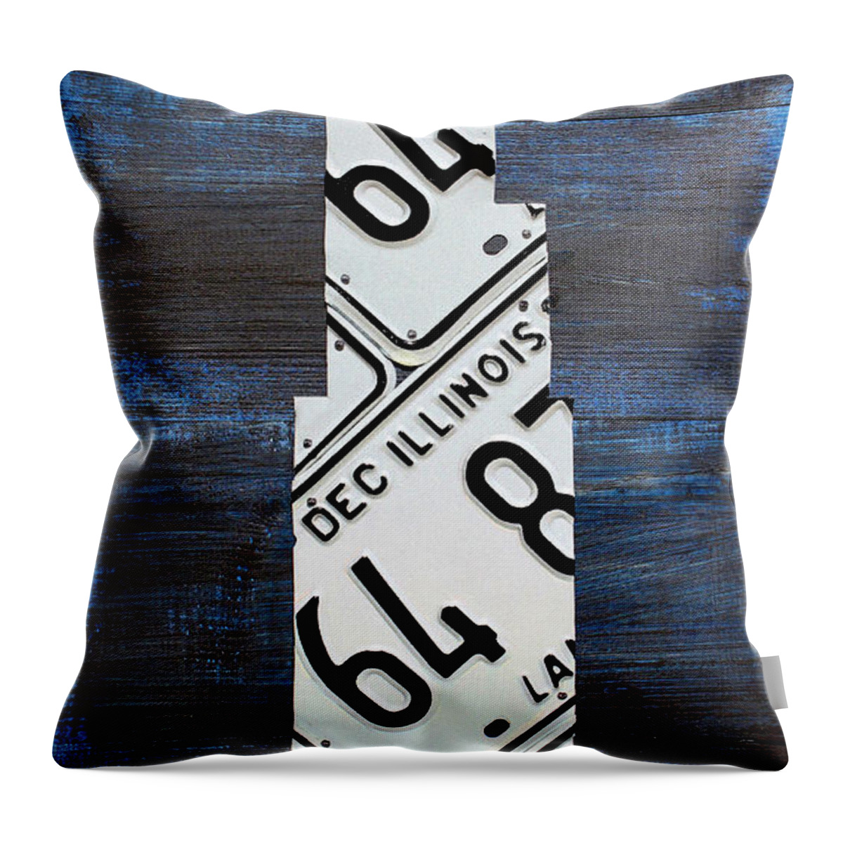 Chicago Throw Pillow featuring the mixed media Chicago Windy City Harris Sears Tower License Plate Art by Design Turnpike