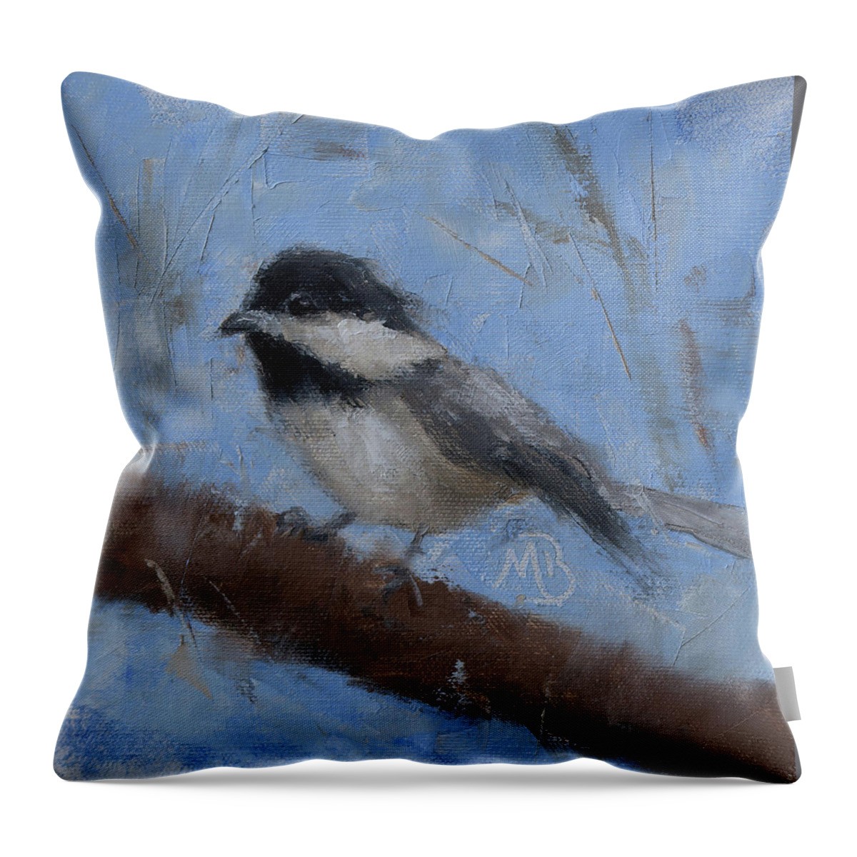 Wildlife Art Throw Pillow featuring the painting Chickadee #1 by Monica Burnette