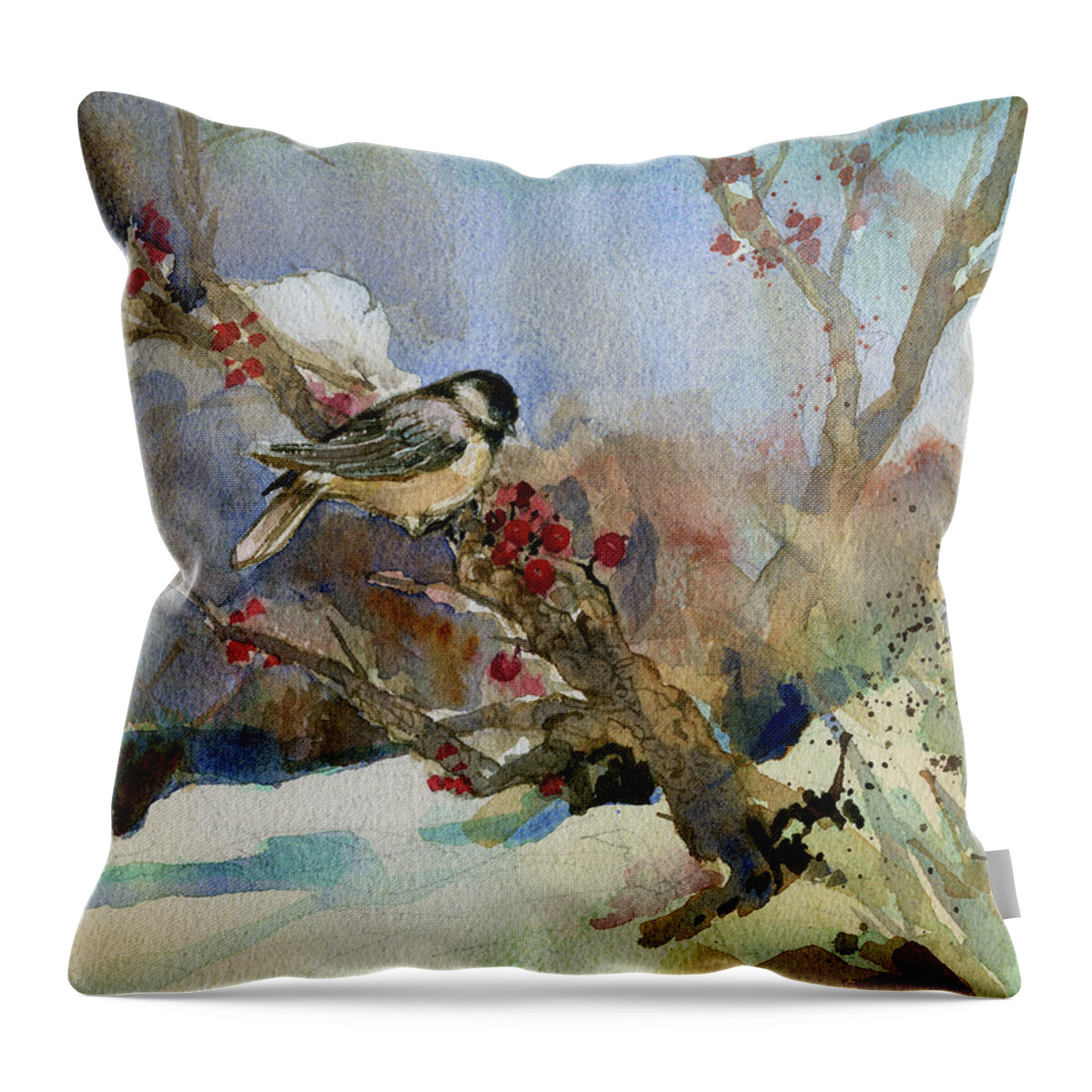 Garden Gate Throw Pillow featuring the painting Chickadee by Garden Gate magazine