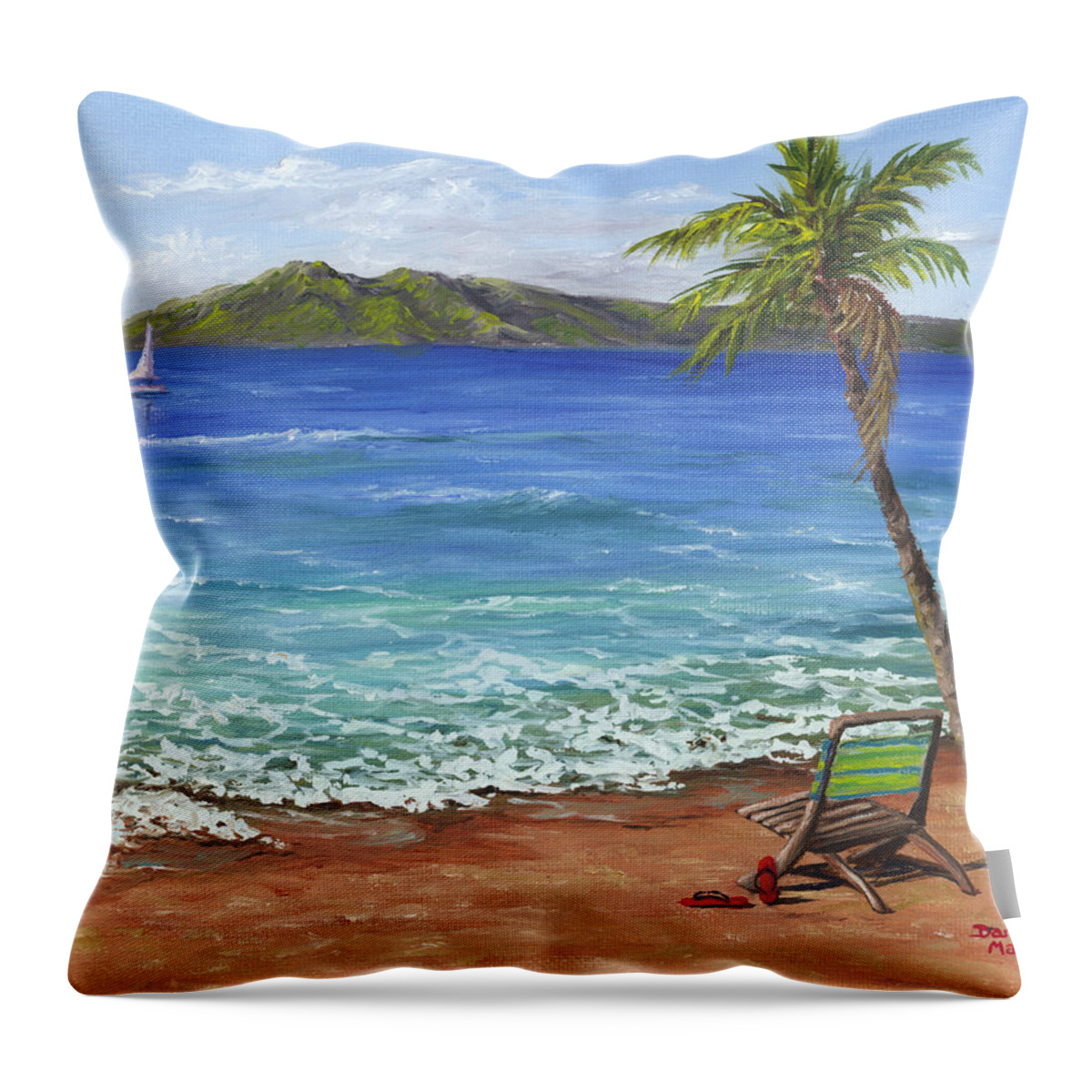 Darice Throw Pillow featuring the painting Chillaxing Maui Style by Darice Machel McGuire