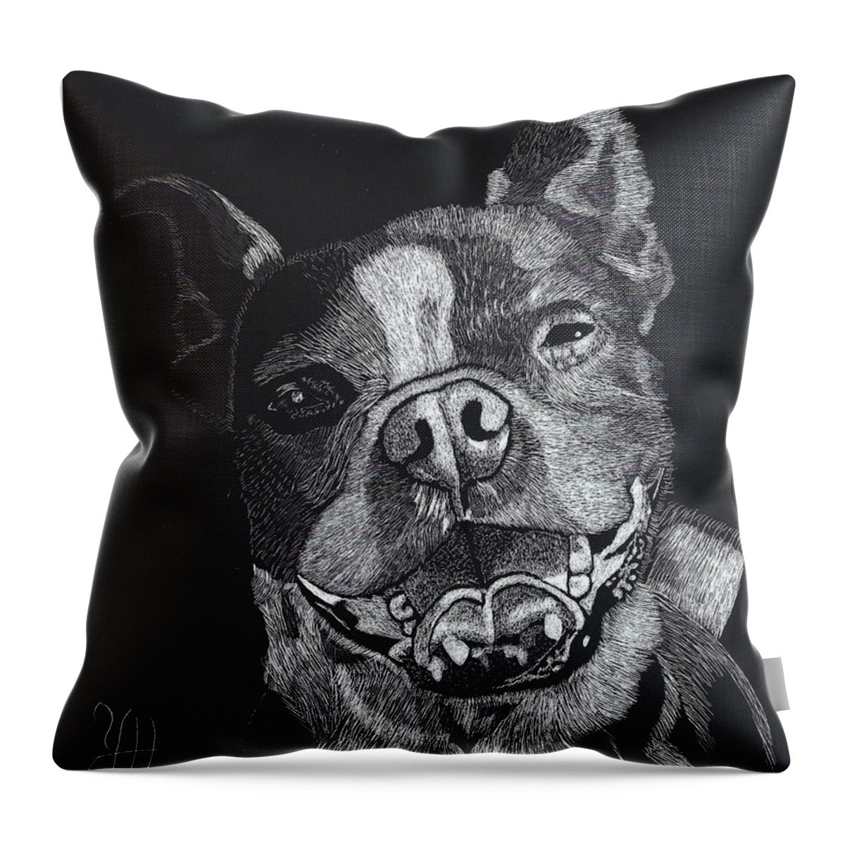 Dog Throw Pillow featuring the digital art Chip by Yenni Harrison
