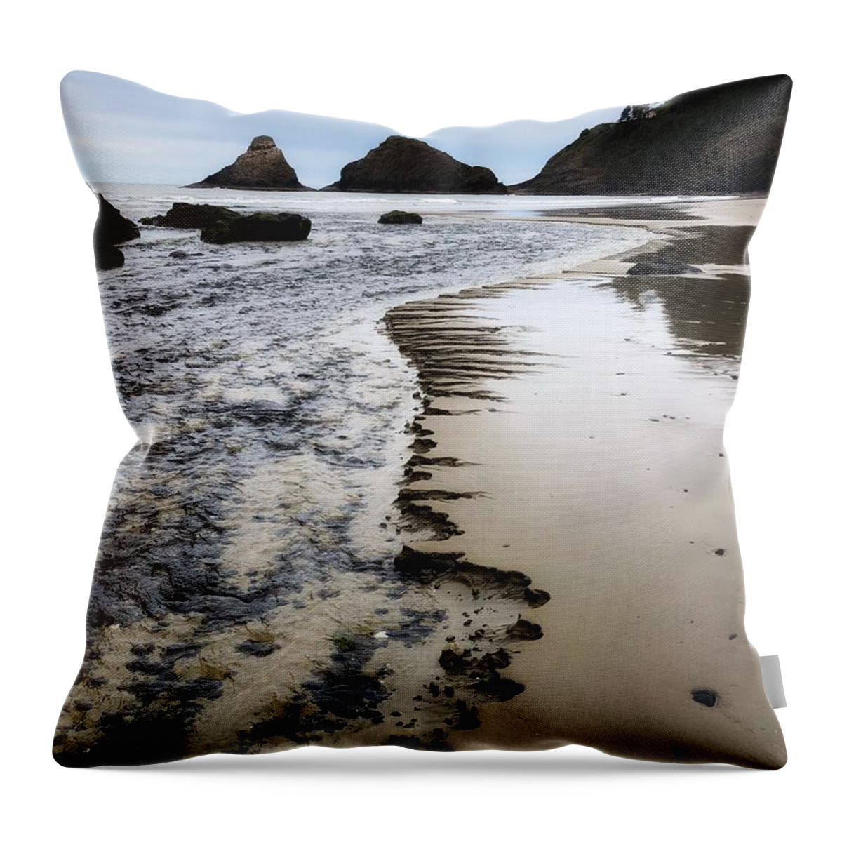 Chiseled Sand Throw Pillow featuring the photograph Chiseled Beach by Bonnie Bruno