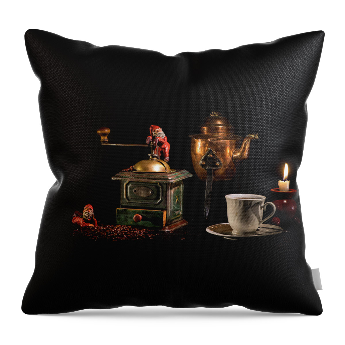 Candlelight Throw Pillow featuring the photograph Christmas Coffee-time by Torbjorn Swenelius