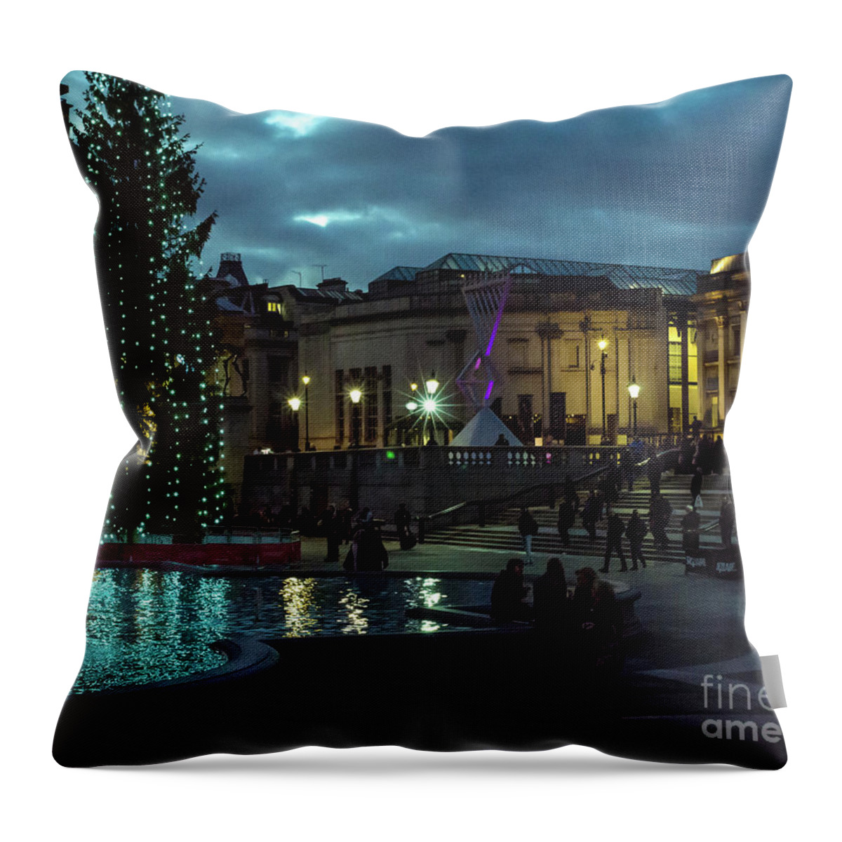 Merry Christmas Throw Pillow featuring the photograph Christmas In Trafalgar Square, London 2 by Perry Rodriguez