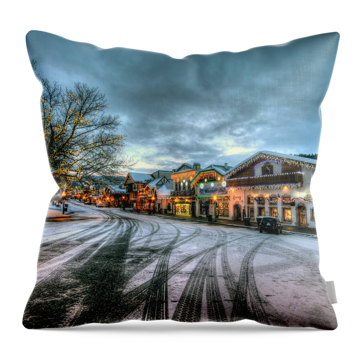 Hdr Throw Pillow featuring the photograph Christmas on Main Street by Brad Granger