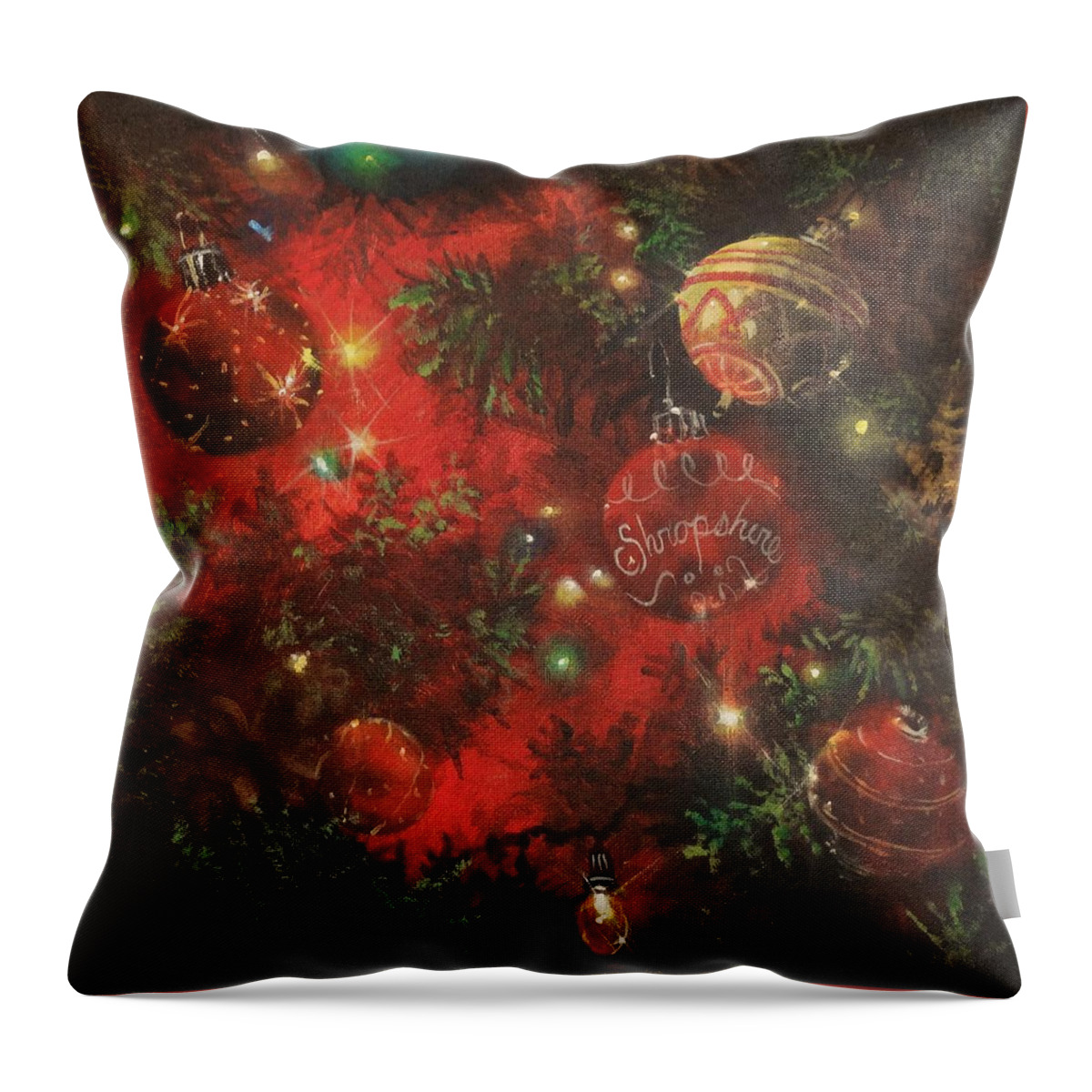 Christmas Throw Pillow featuring the painting Christmas Sparkle by Tom Shropshire