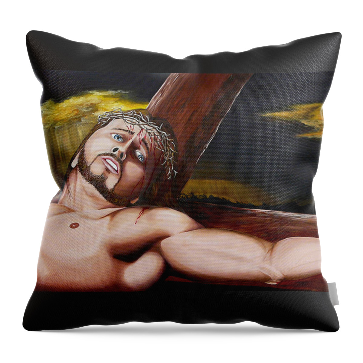 Christ Throw Pillow featuring the painting Christ's Anguish by Vic Ritchey
