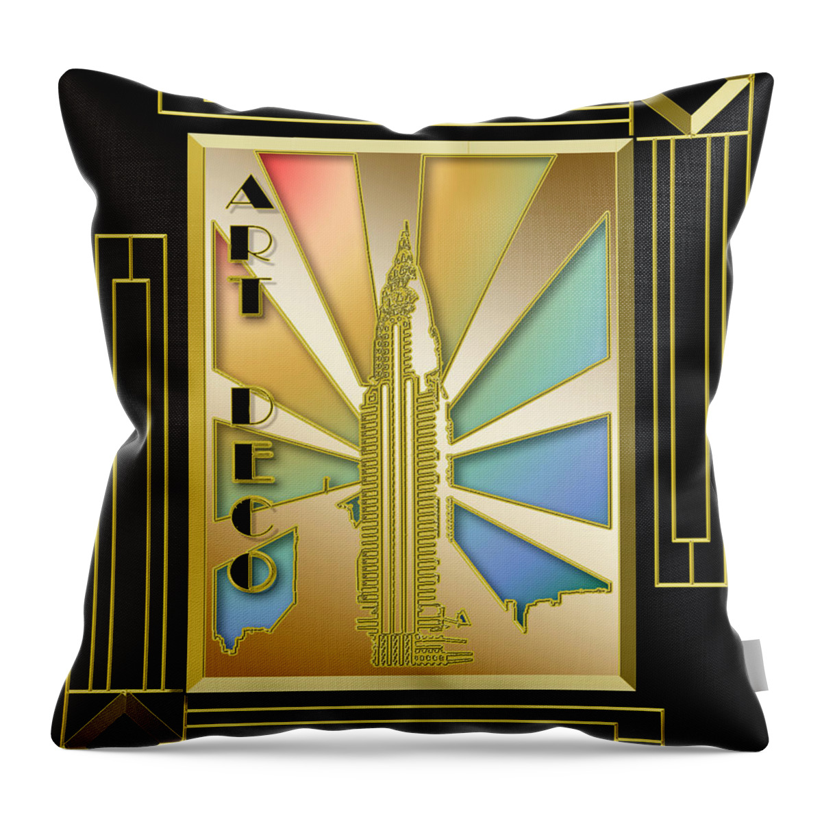 Chrysler Throw Pillow featuring the digital art Chrysler Building Frame 5 by Chuck Staley