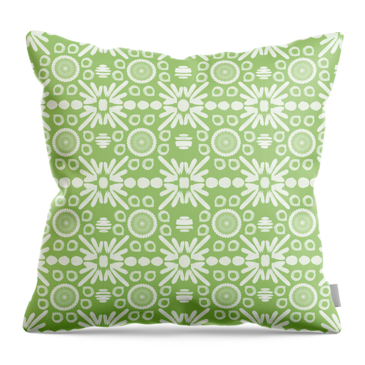 Cilantro Throw Pillow featuring the mixed media Cilantro- Green and White Art by Linda Woods by Linda Woods