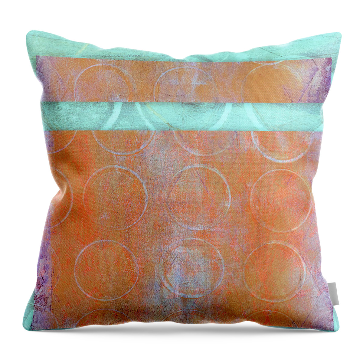 Circles Throw Pillow featuring the mixed media Circles and Rectangles Abstract by Carol Leigh