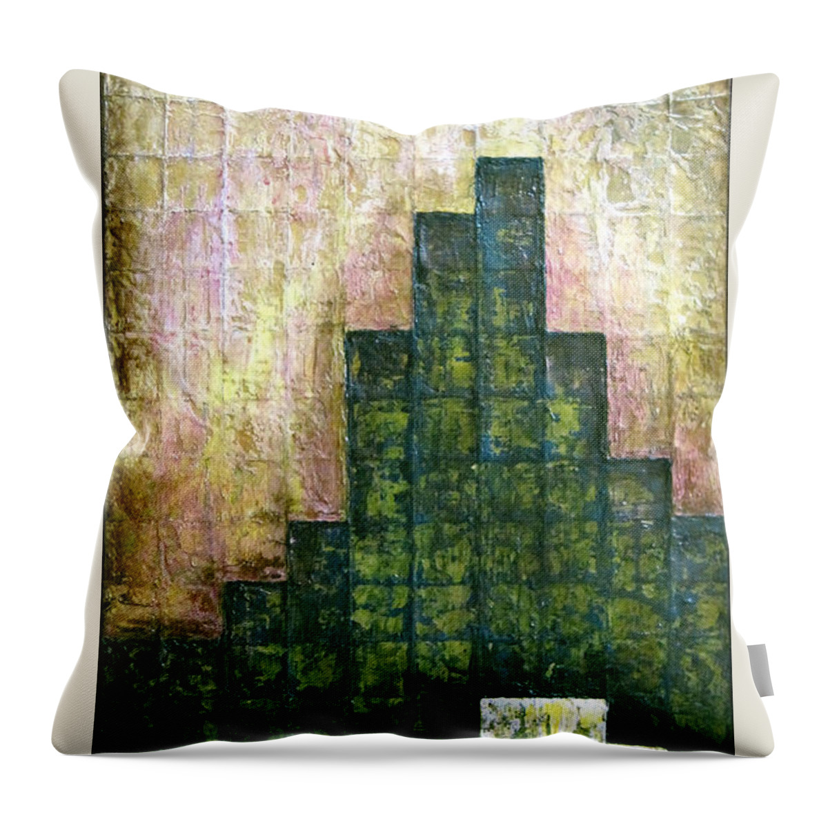 City Throw Pillow featuring the painting City In Green by Shadia Derbyshire