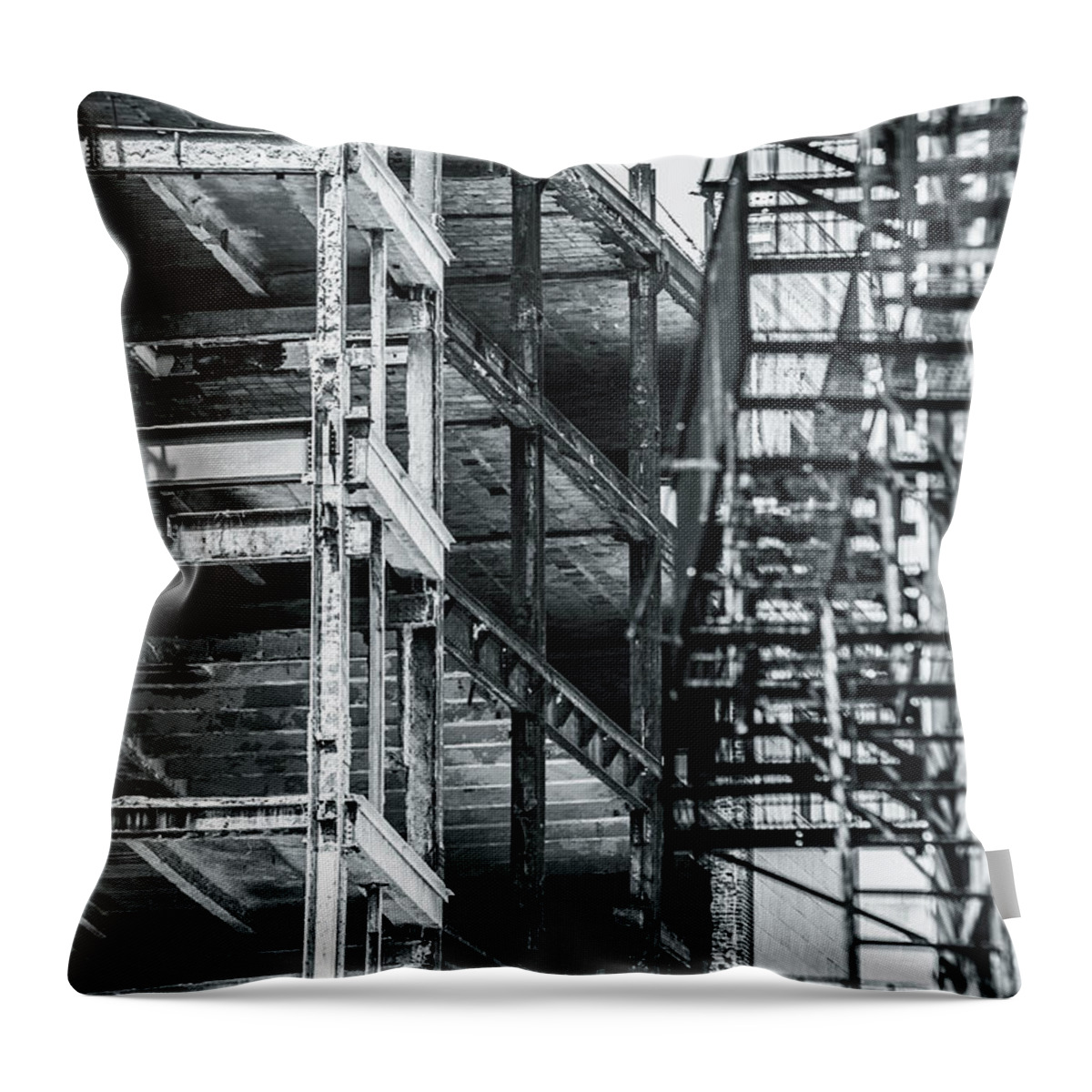 City Throw Pillow featuring the photograph City ruins 2 by Jason Hughes