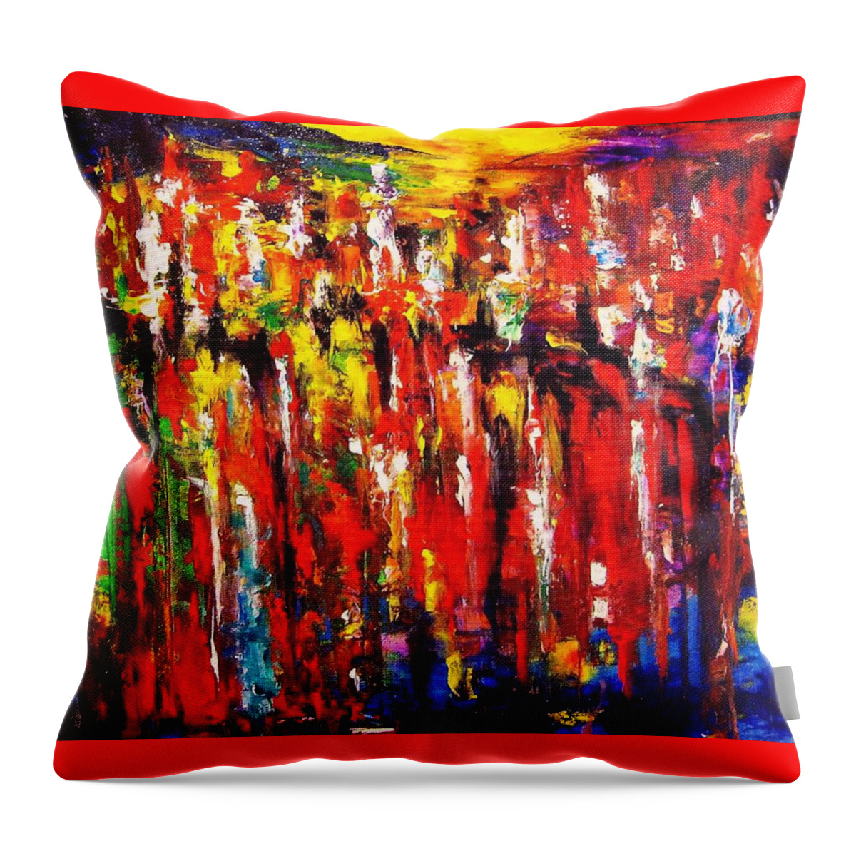 Energy Art Throw Pillow featuring the painting CITY. Series ColorScapes. by Helen Kagan
