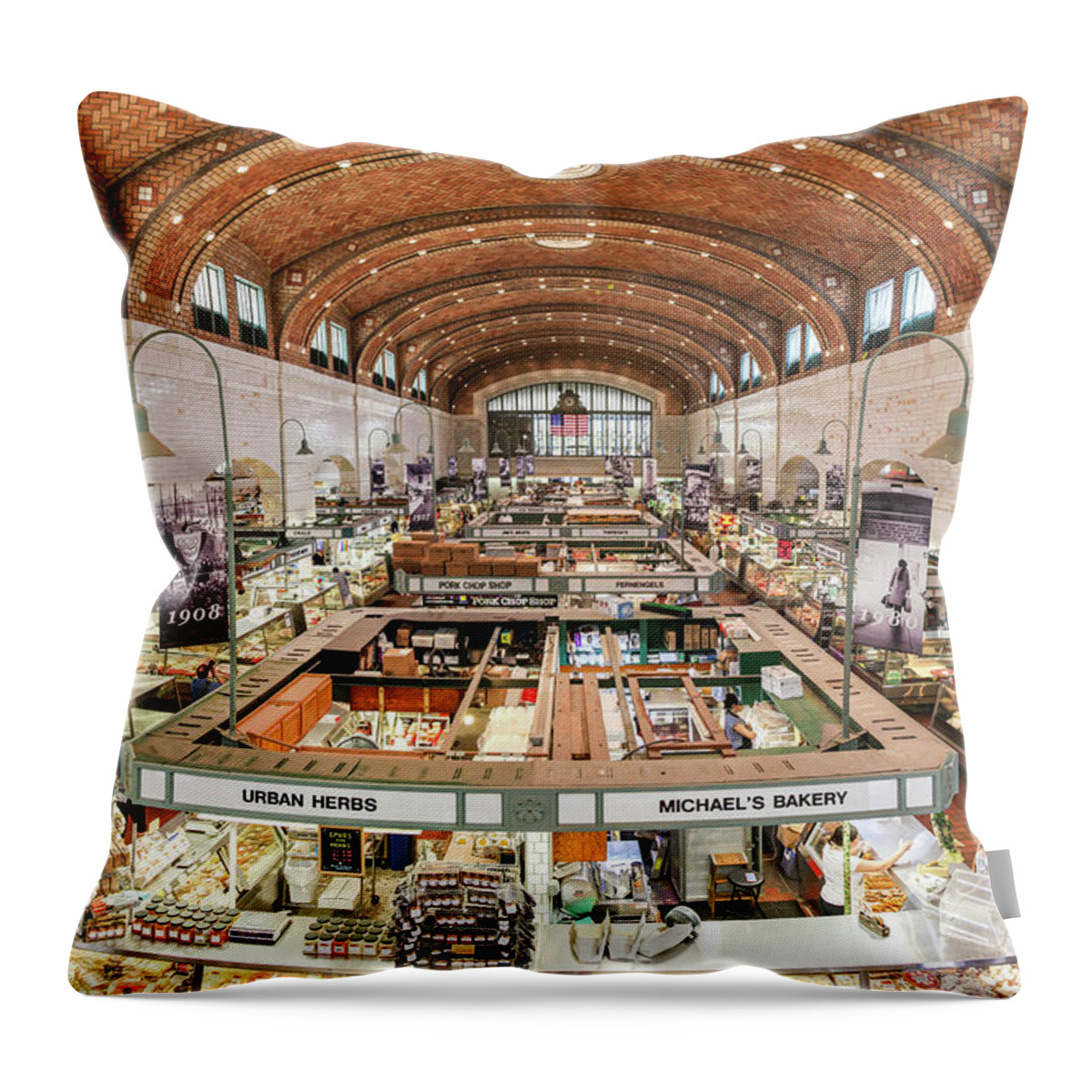 West Side Market Throw Pillow featuring the photograph Cleveland Westside Market by Lon Dittrick