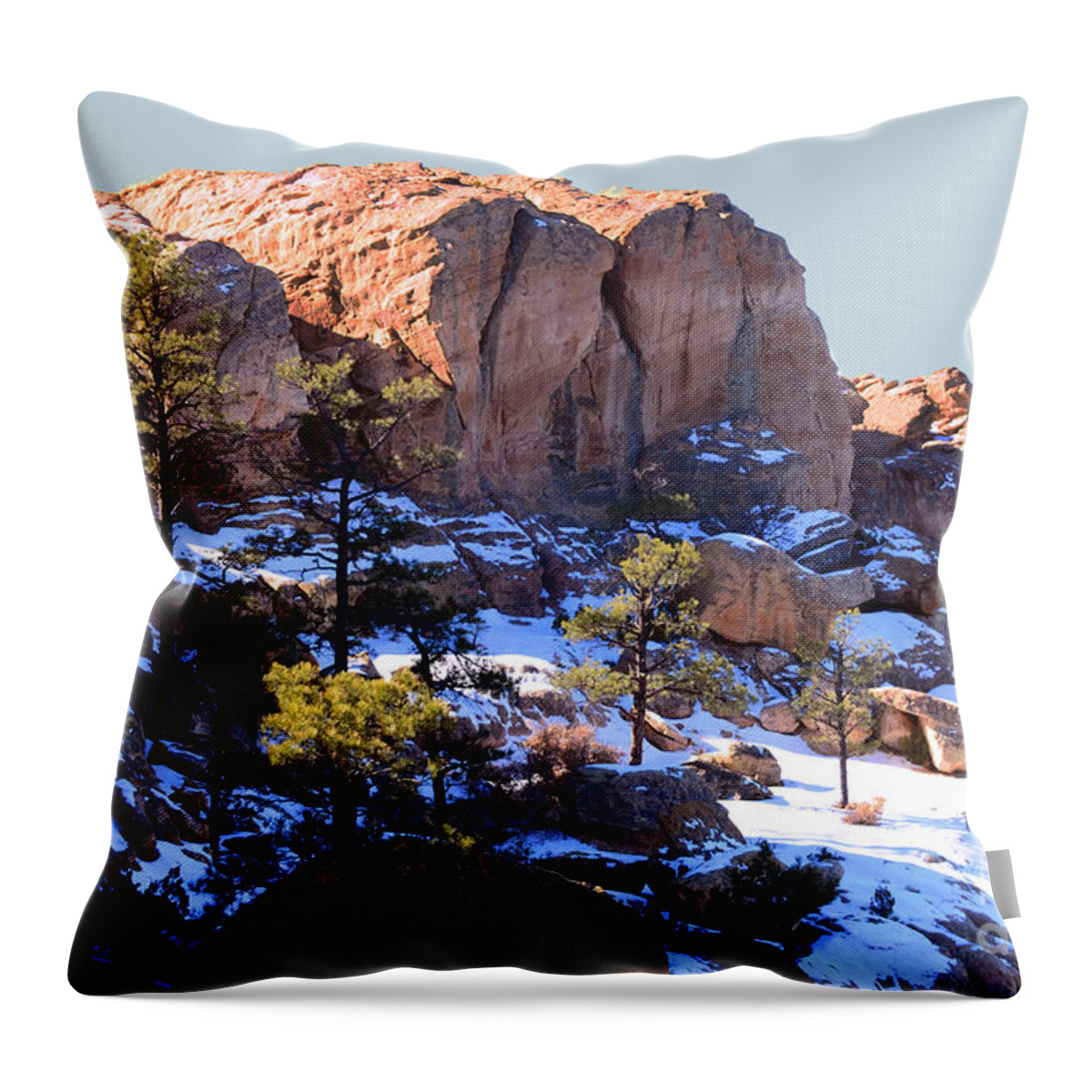 Southwest Landscape Throw Pillow featuring the photograph Cliff at El Malpais by Robert WK Clark