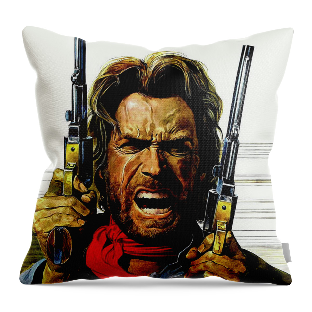 Clint Eastwood As Josey Wales Throw Pillow featuring the mixed media Clint Eastwood As Josey Wales by David Dehner