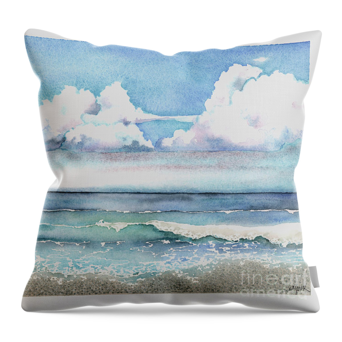 Clouds Throw Pillow featuring the painting Cloudburst by Hilda Wagner