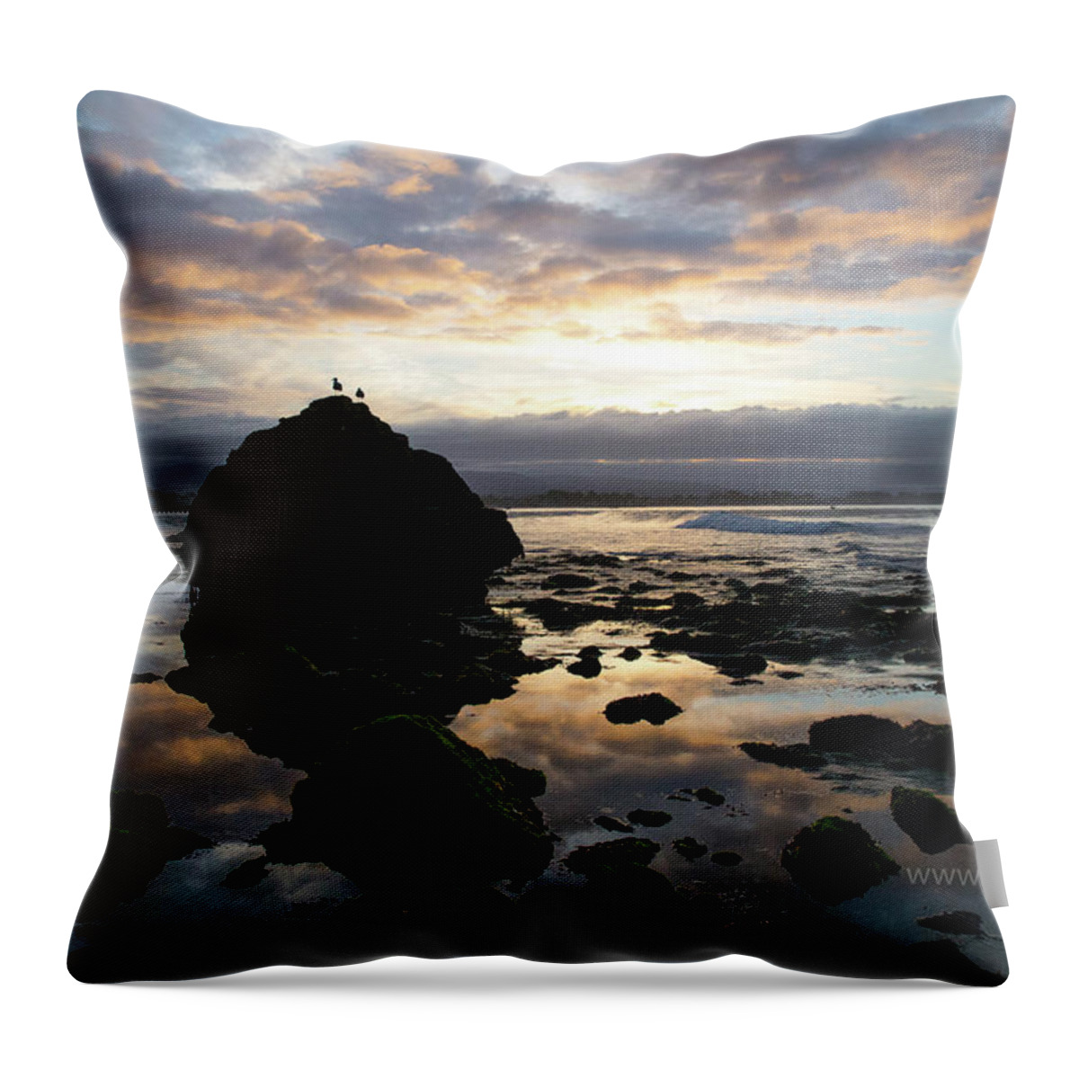 West Cliff Throw Pillow featuring the photograph Clouds in the sea by Lora Lee Chapman