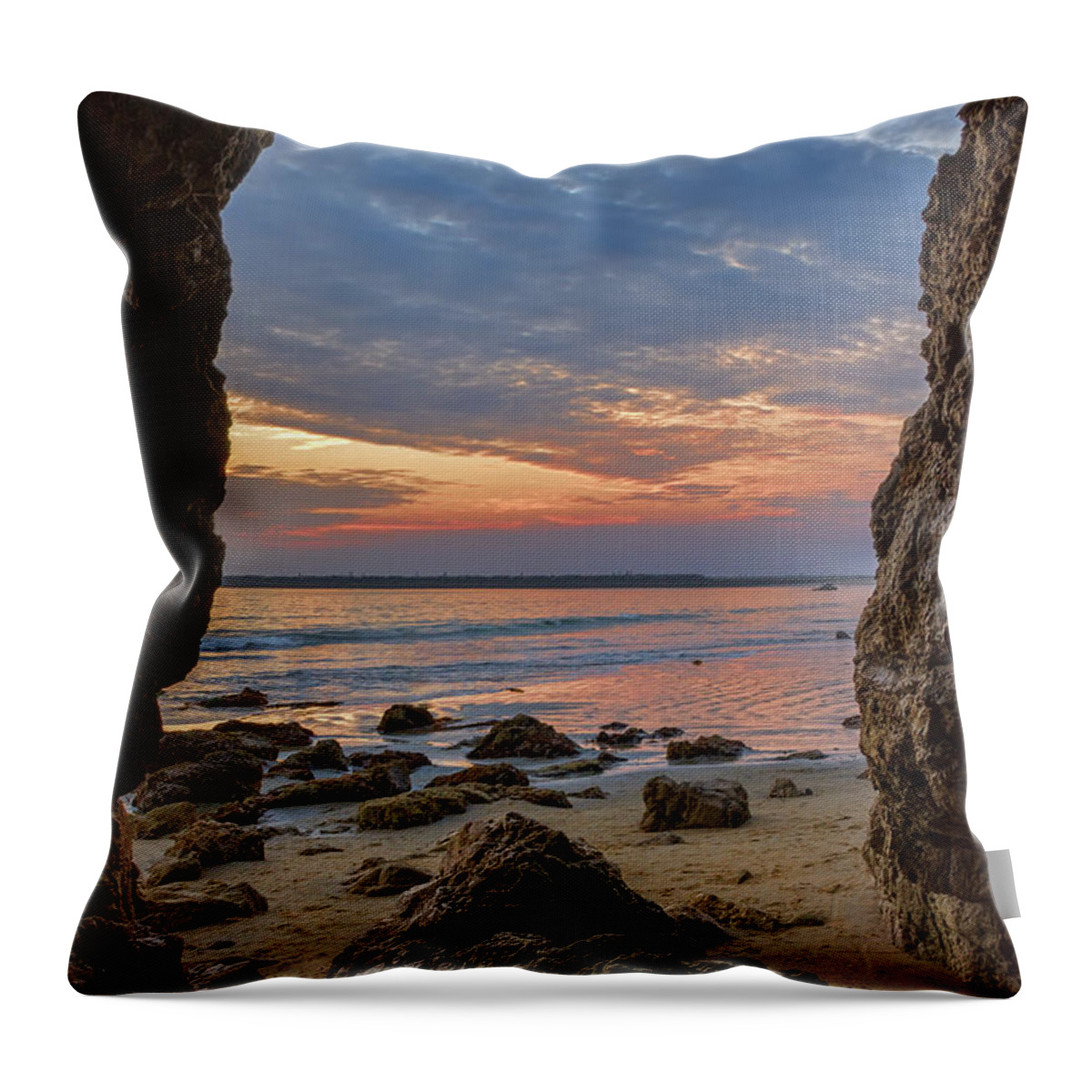Cloudy Throw Pillow featuring the photograph Cloudy Sunset at Low Tide by Eddie Yerkish