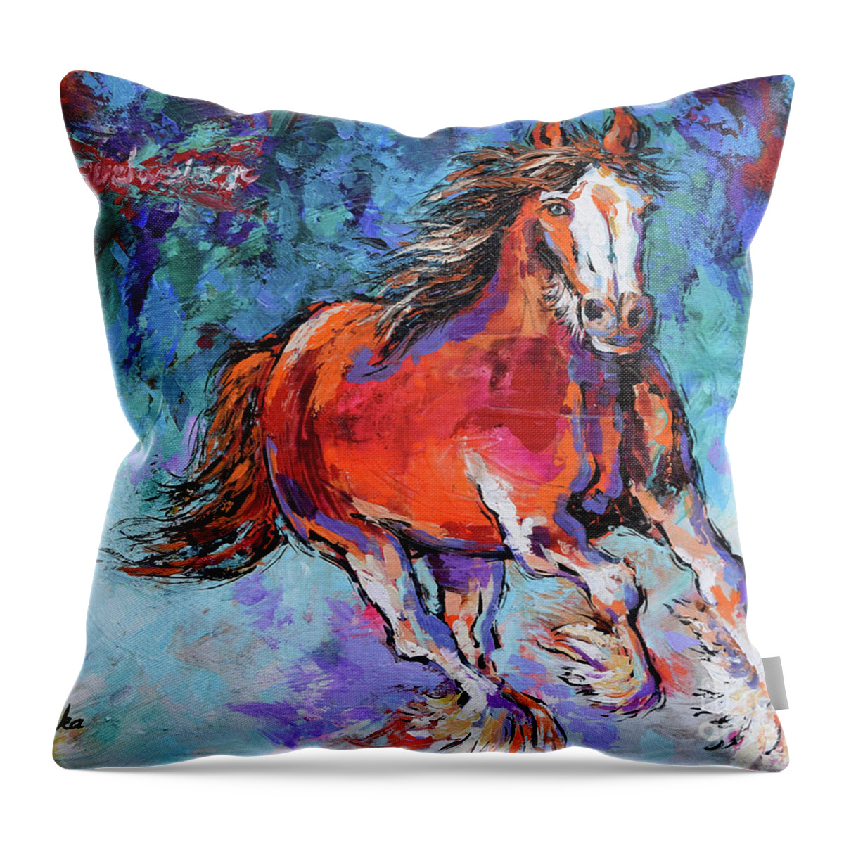  Throw Pillow featuring the painting Clydesdale by Jyotika Shroff