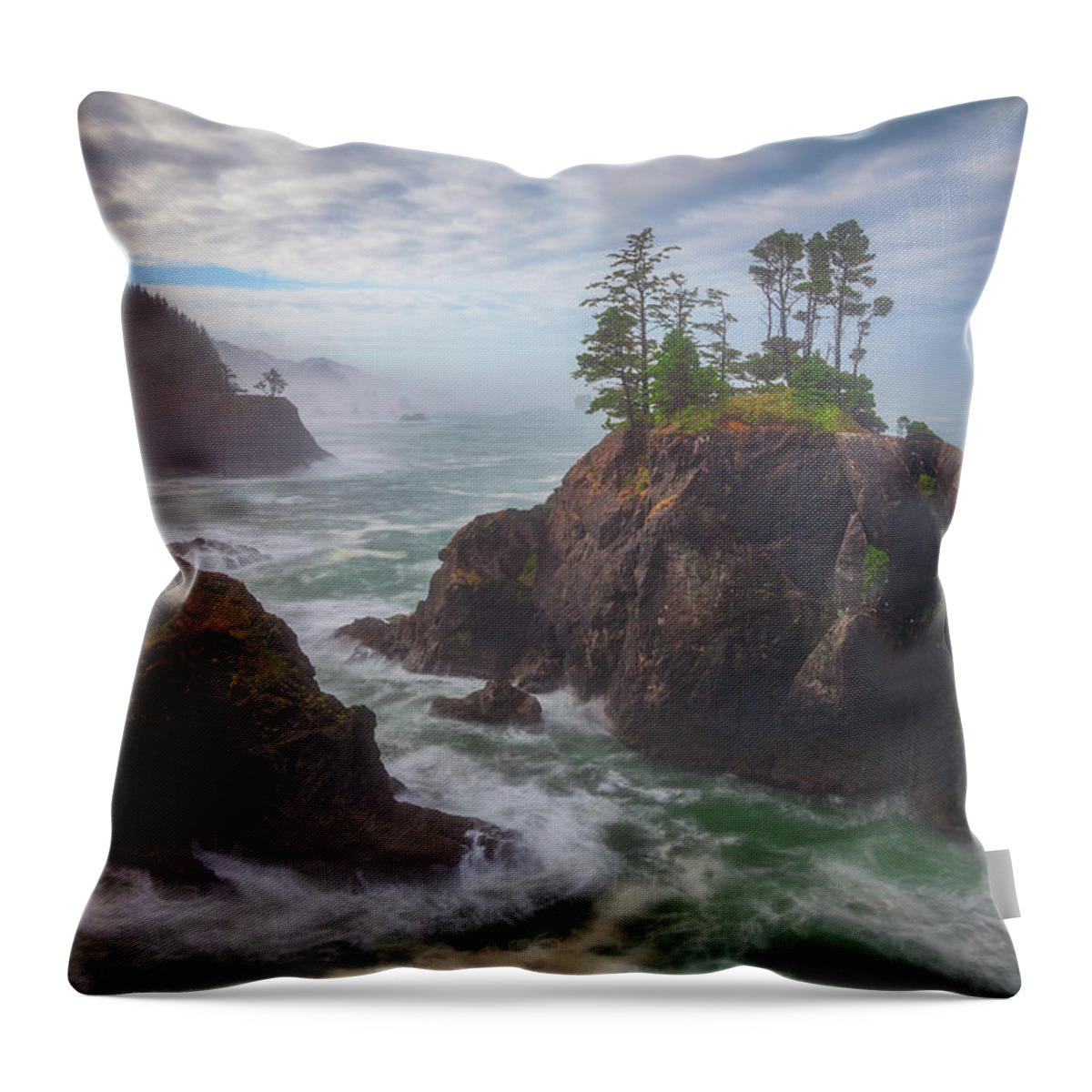 Oregon Throw Pillow featuring the photograph Coffee Along the Coast by Darren White
