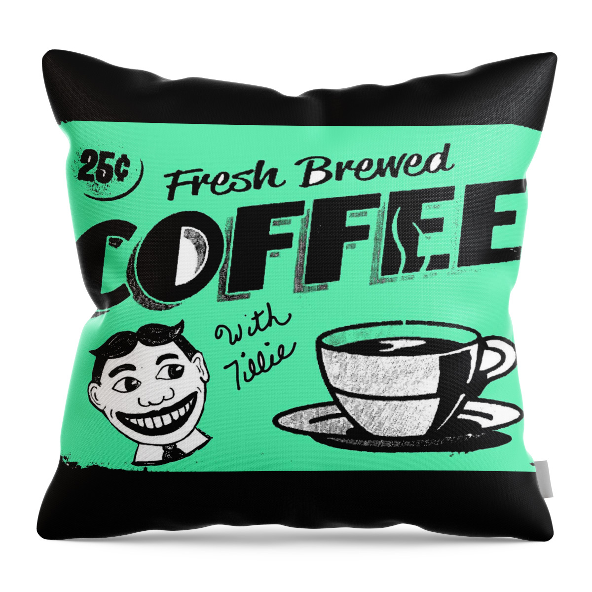 Tillie Throw Pillow featuring the painting Coffee with Tillie by Patricia Arroyo