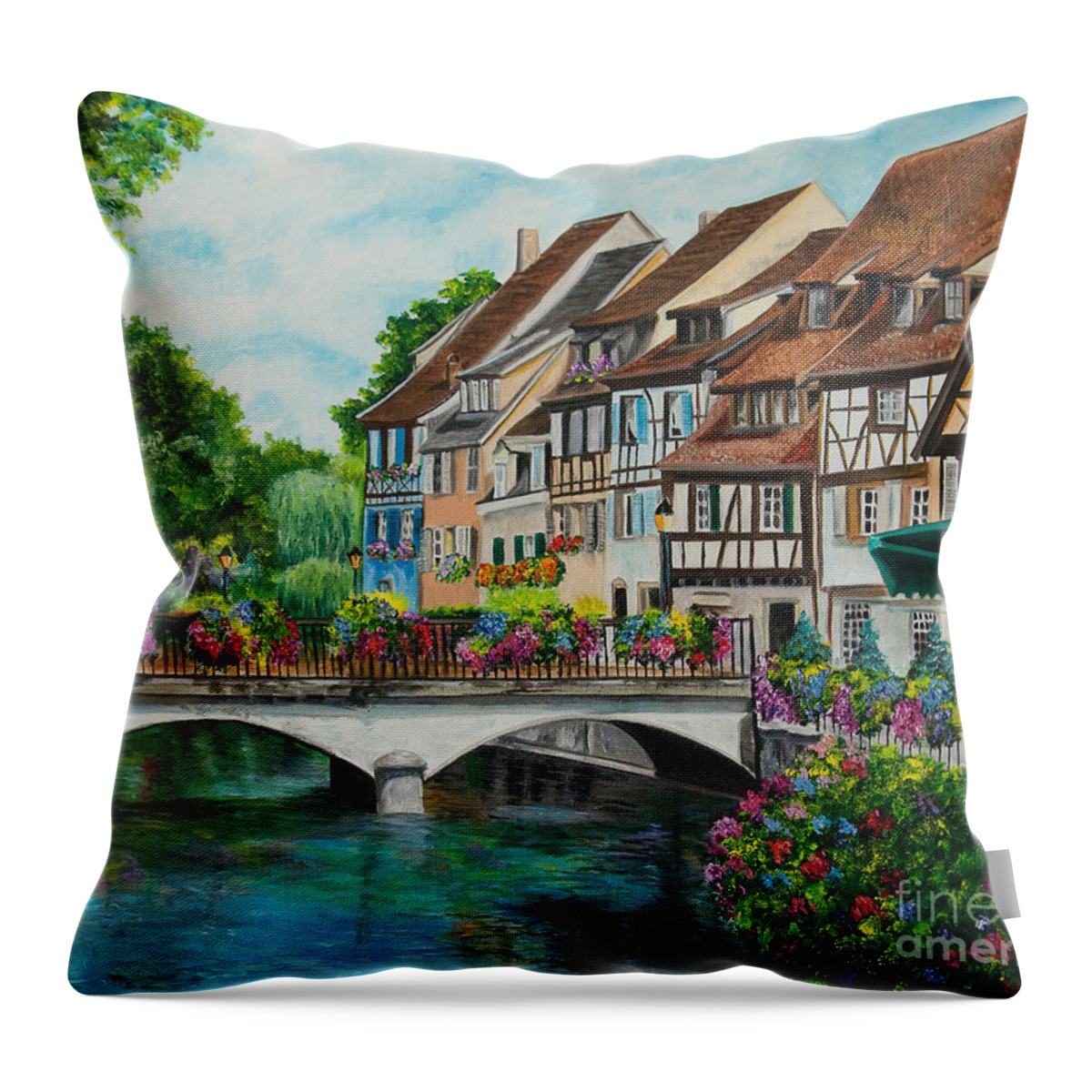 Colmar Throw Pillow featuring the painting Colmar In Full Bloom by Charlotte Blanchard