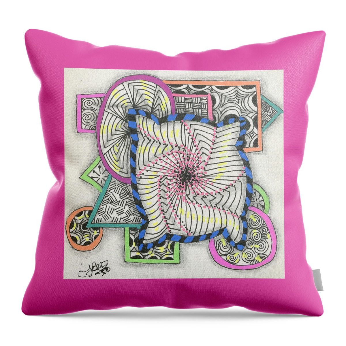Color Throw Pillow featuring the drawing Colored Frames by Jan Steinle