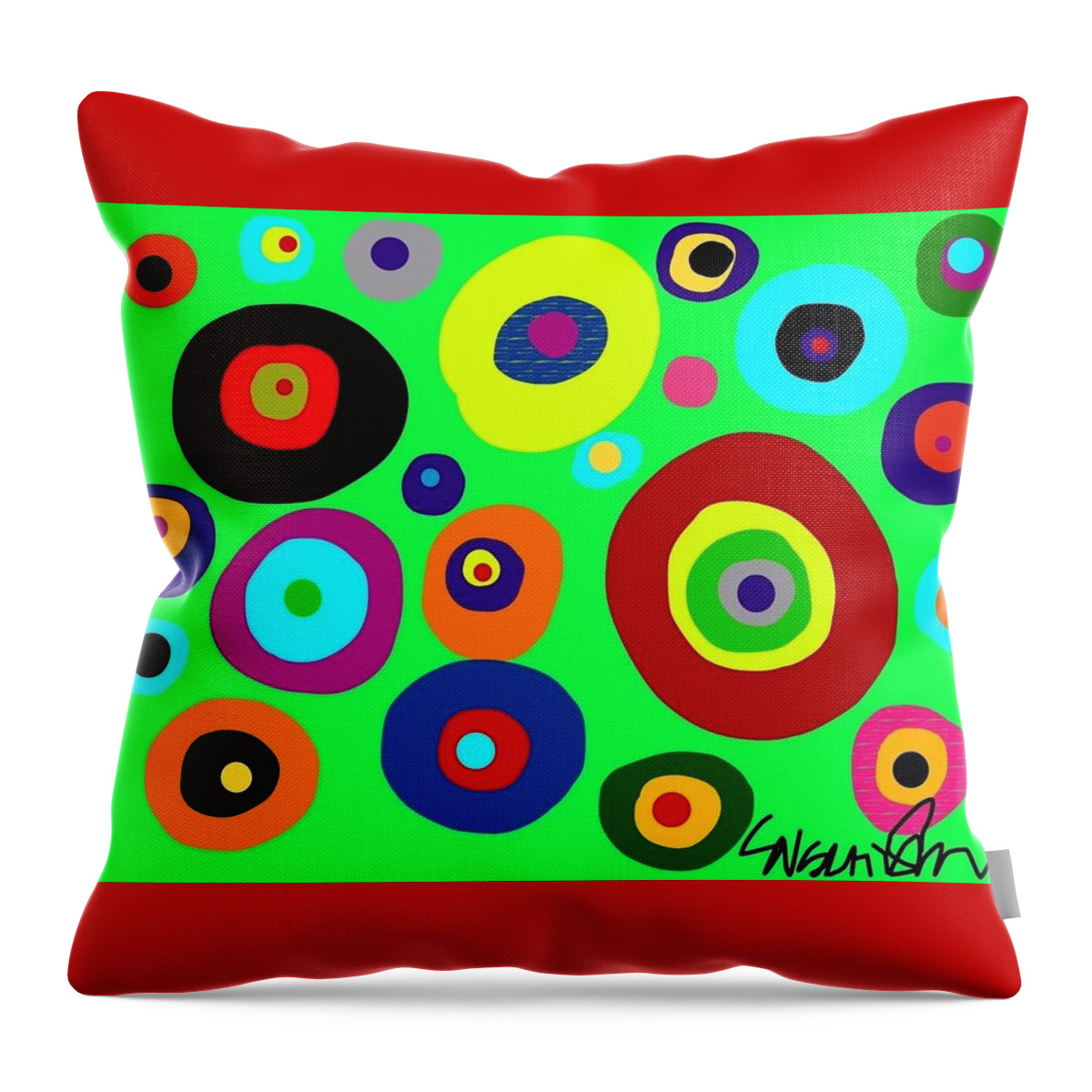  Throw Pillow featuring the digital art Colorful eyes in the green sky by Susan Fielder