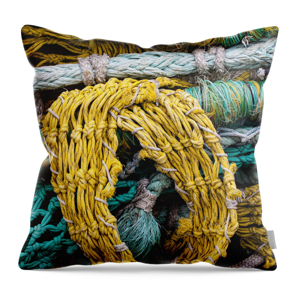 Oregon Throw Pillow featuring the photograph Colorful Fishing Nets by Carol Leigh
