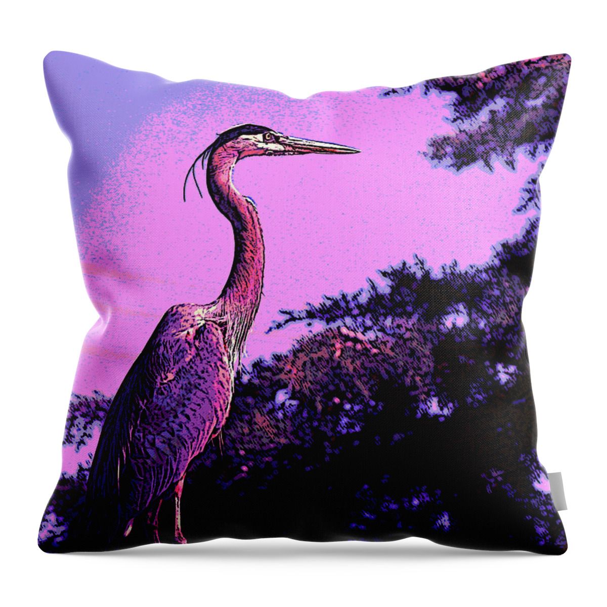 Heron Throw Pillow featuring the photograph Colorful Heron by April Burton