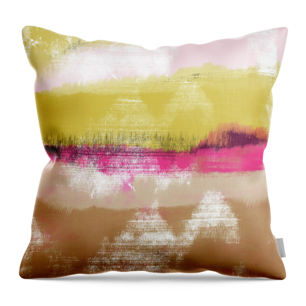 Abstract Throw Pillow featuring the painting Colorful Landscape 28- Art by Linda Woods by Linda Woods