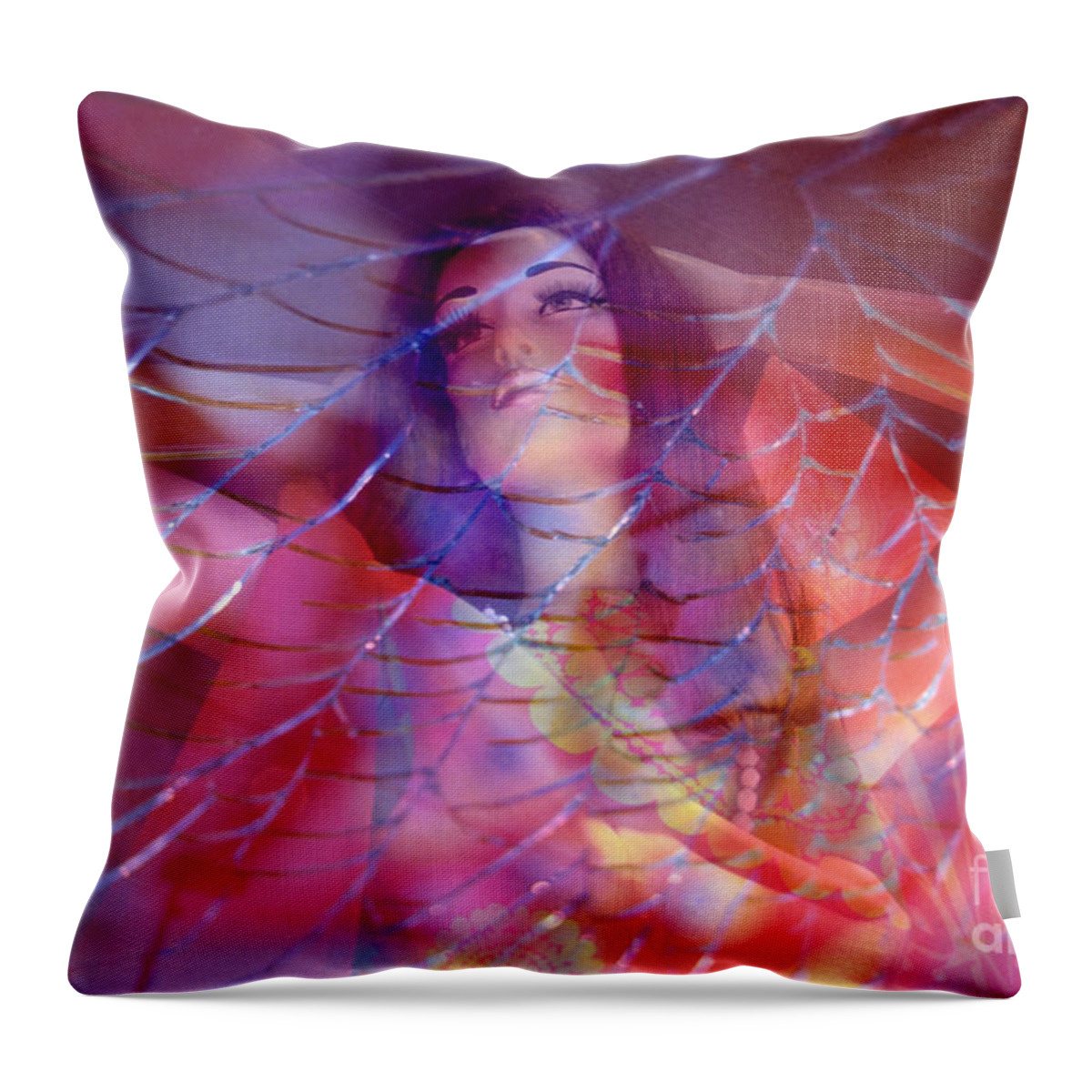 Colorful Throw Pillow featuring the photograph colorful mannequin photography - Desdemona by Sharon Hudson