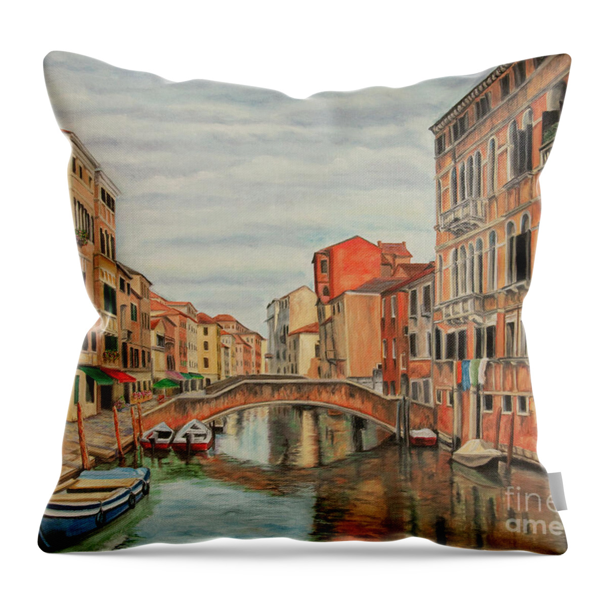 Venice Painting Throw Pillow featuring the painting Colorful Venice by Charlotte Blanchard