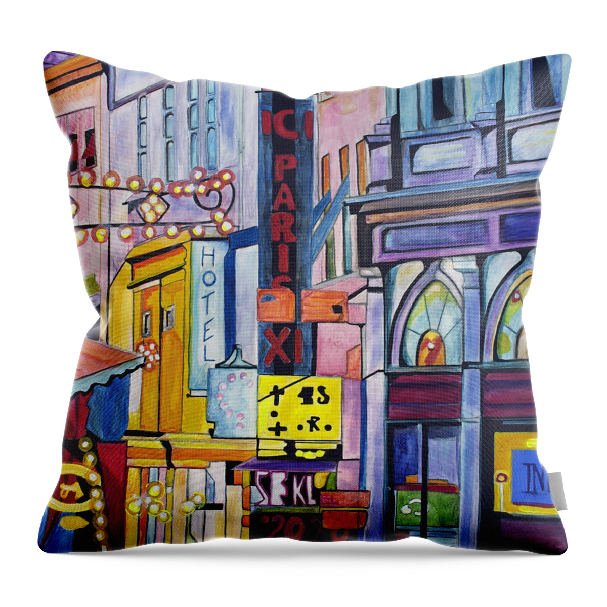 Cityscape Throw Pillow featuring the painting Colors of Paris by Patricia Arroyo