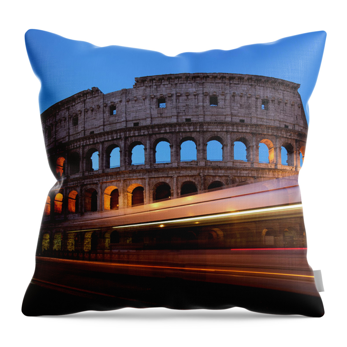 Colosseum Throw Pillow featuring the photograph Colosseum Rush by Rob Davies