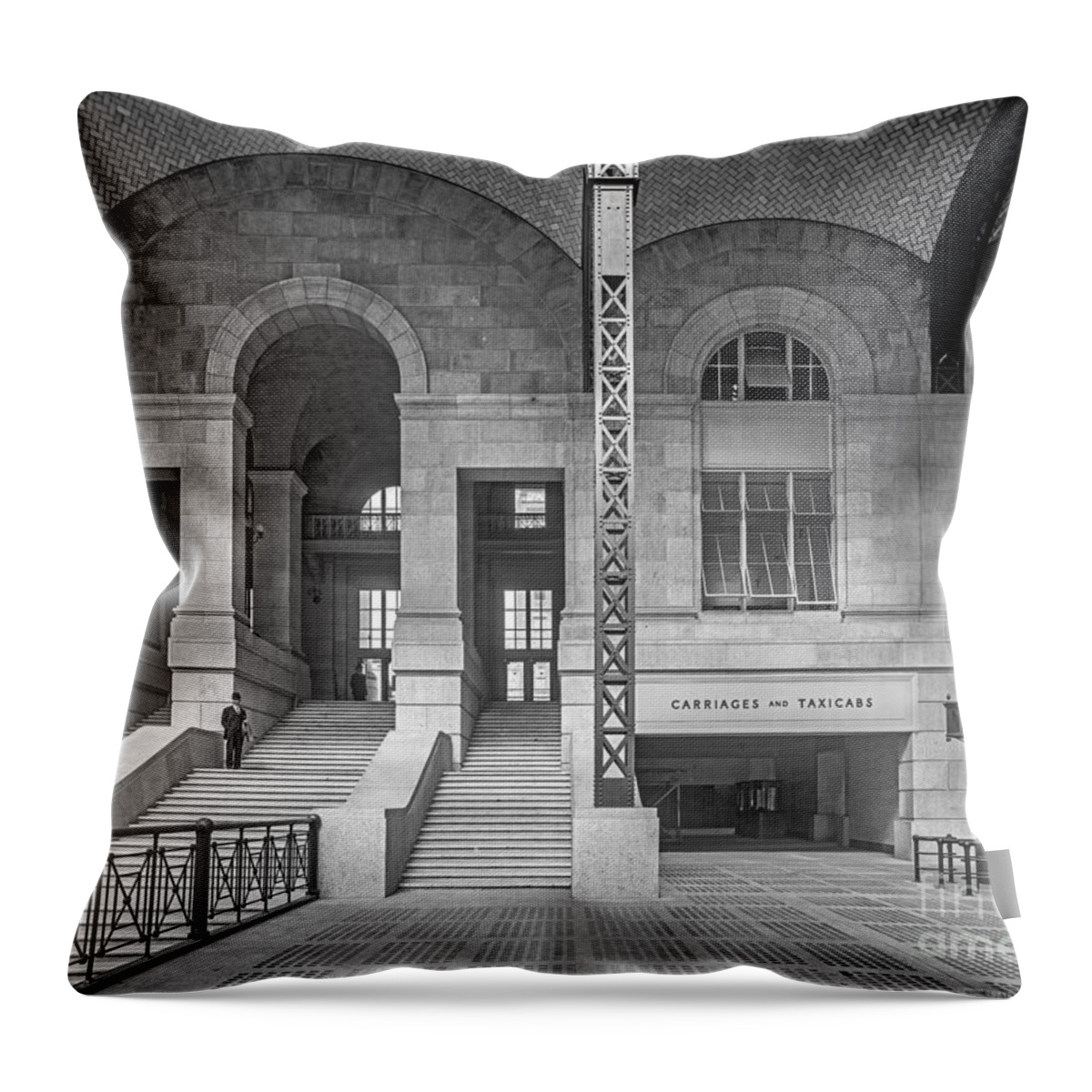 Penn Throw Pillow featuring the photograph Concourse exit to 33rd St by Russell Brown
