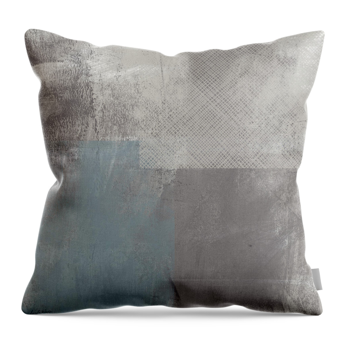 Concrete Throw Pillow featuring the painting Concrete 3- Contemporary Abstract art by Linda Woods by Linda Woods
