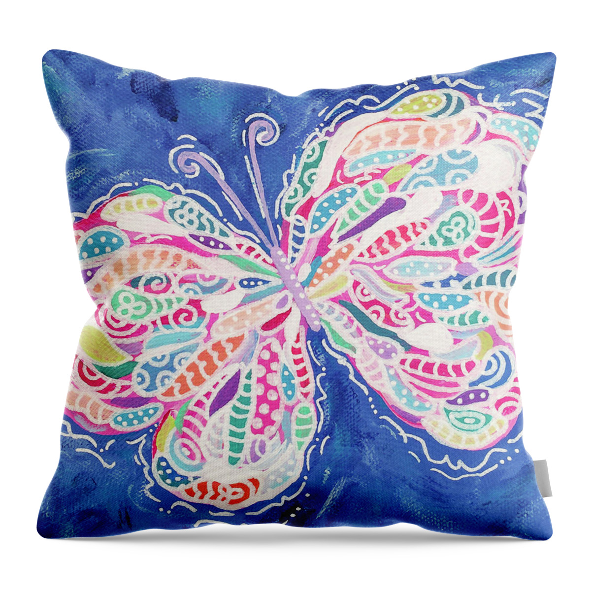 Butterfly Throw Pillow featuring the painting Confetti by Beth Ann Scott