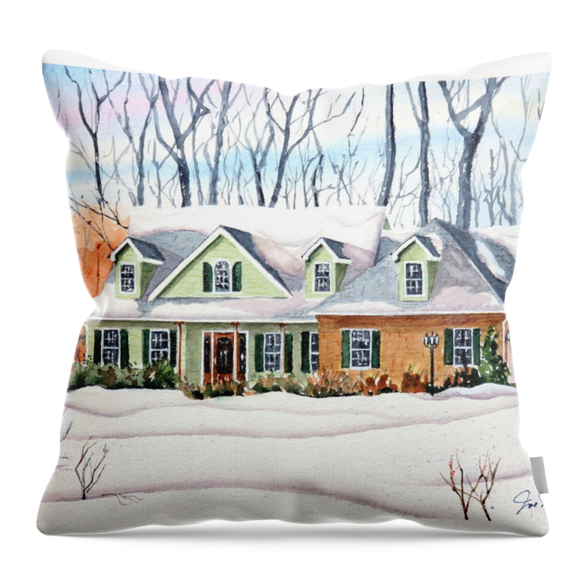 Home Throw Pillow featuring the painting Connecticut Home by Joseph Burger