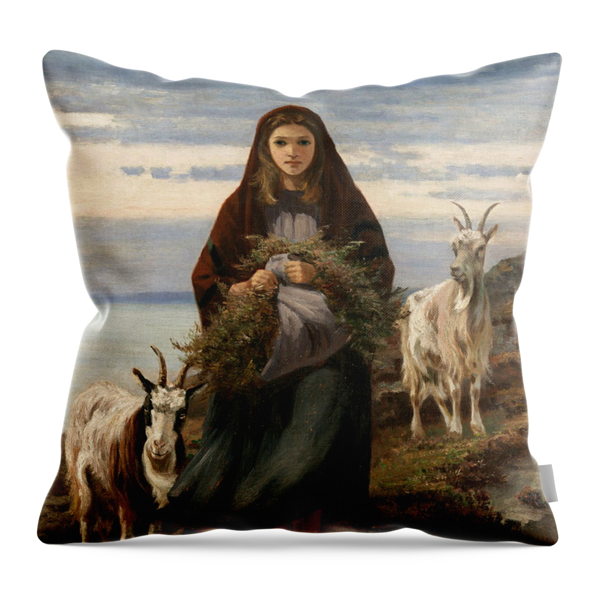 Irish Art Throw Pillow featuring the painting Connemara Girl by Augustus Nicholas Burke