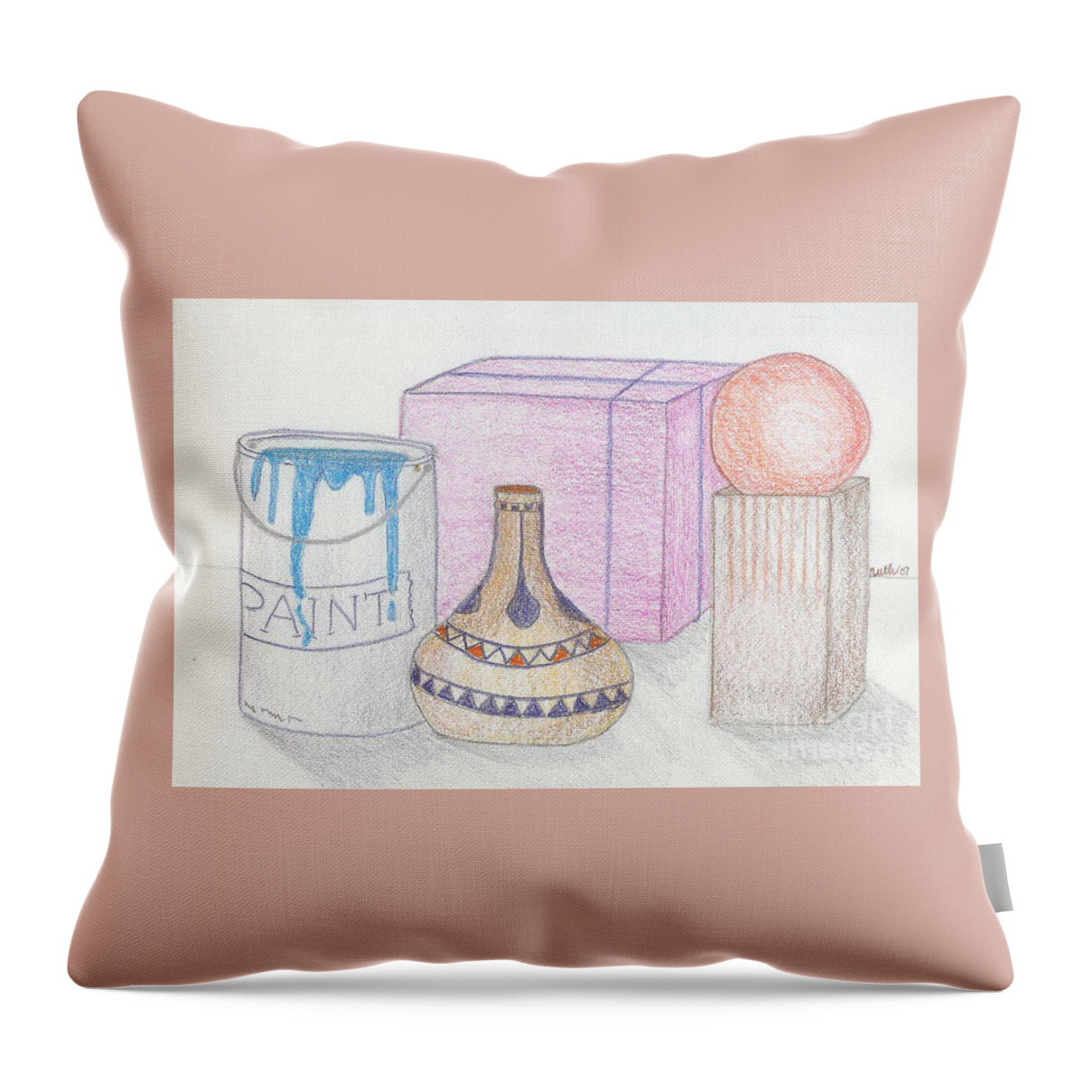 Shapes Throw Pillow featuring the mixed media Containers by Ruth Dailey
