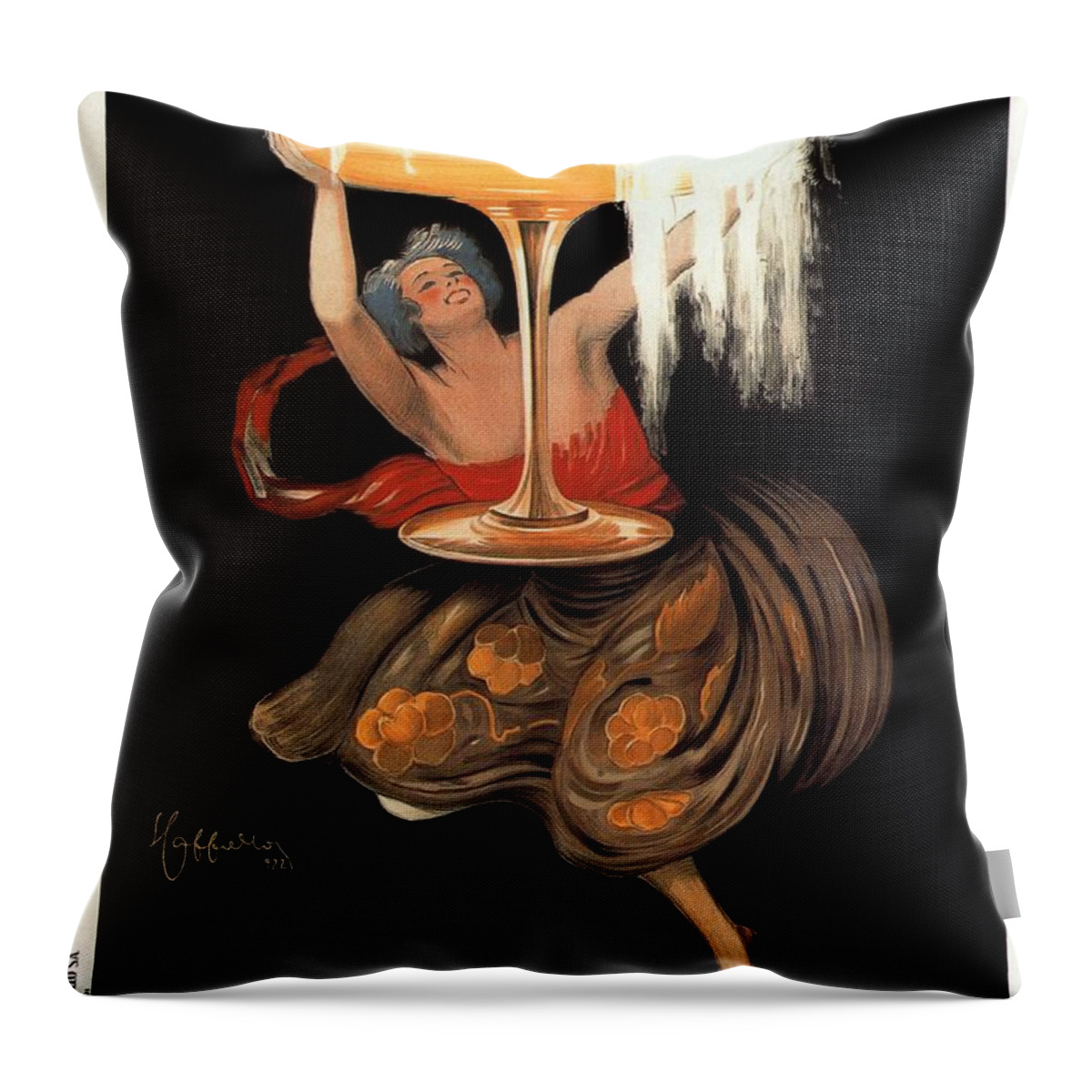 Contratto Throw Pillow featuring the mixed media Contratto - Vintage Liquor Advertising Poster by Studio Grafiikka