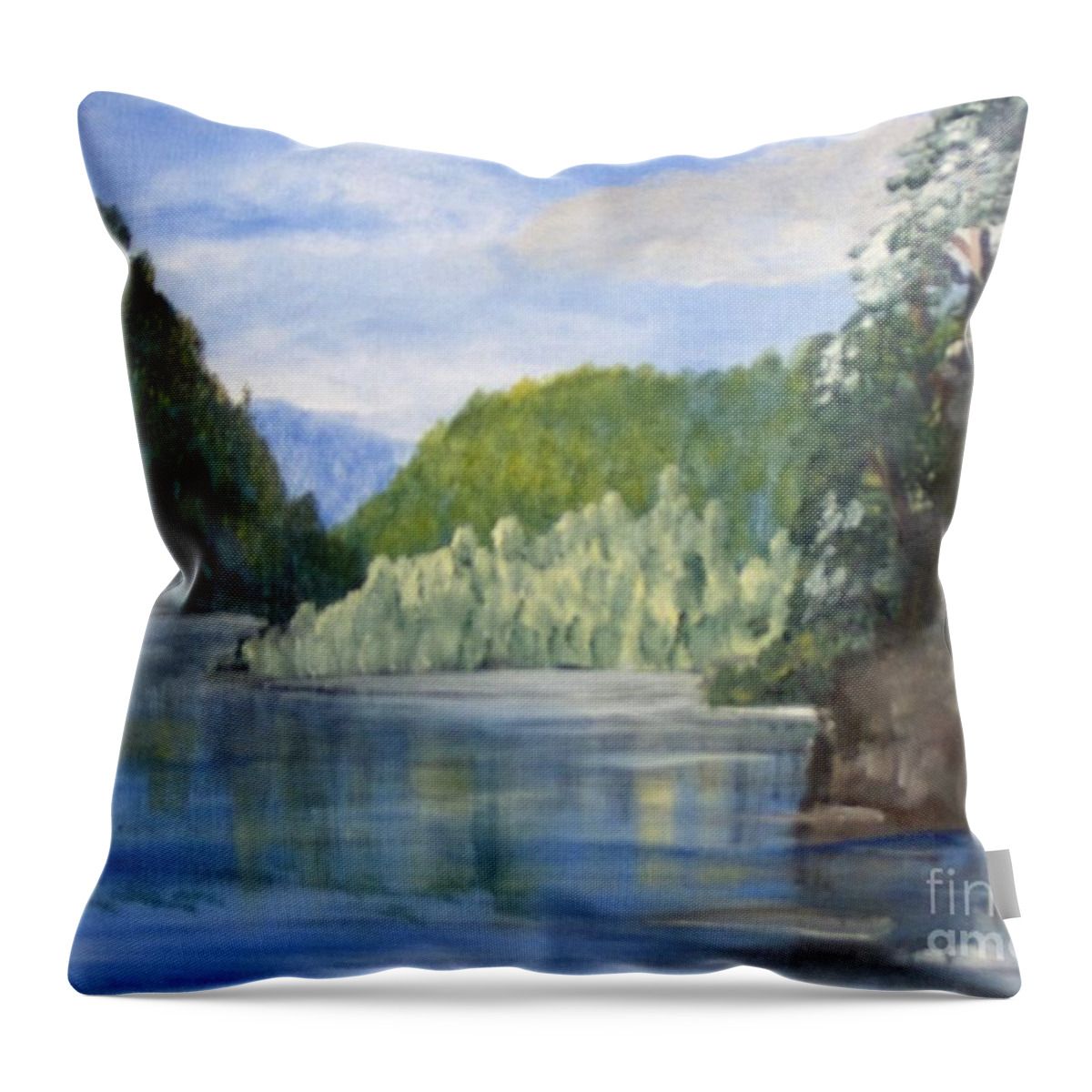 Landscape Throw Pillow featuring the painting Cool Water by Saundra Johnson